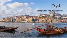  Presentation with river port - Audience pleasing slides consisting of douro river porto portugal backdrop and a light blue colored foreground