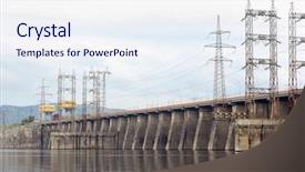  Presentation with hydroelectric - Colorful theme enhanced with river posts with high-voltage backdrop and a sky blue colored foreground