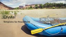  Presentation with rafting - Audience pleasing slides consisting of river rafting inflatable boat backdrop and a soft green colored foreground