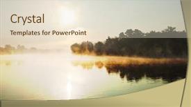  Presentation with reflecting - Beautiful PPT theme featuring river rhine in switzerland is backdrop and a lemonade colored foreground