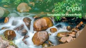  Presentation with waterfalls - Audience pleasing presentation theme consisting of river rocks - cascade waterfalls stony creek backdrop and a forest green colored foreground