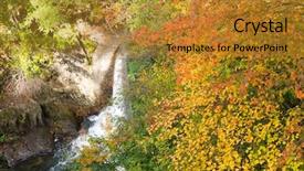  Presentation with ocean waterfall - Cool new slide deck with river rocks - waterfall in naruko canyon backdrop and a gold colored foreground