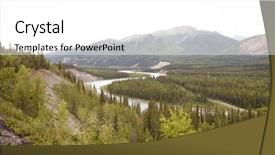  Presentation with running mountains - Cool new presentation theme with river running through wooded valley backdrop and a  colored foreground