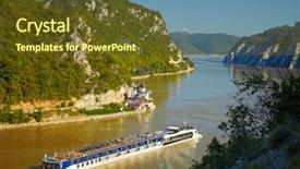  Presentation with romania - PPT layouts featuring danube river serbia and romania background and a tawny brown colored foreground