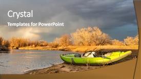  Presentation with river or creek - Presentation theme featuring river shore - st vrain creek background and a gray colored foreground