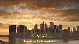  Presentation with brooklyn bridge - Beautiful presentation theme featuring river side designing - brooklyn bridge and manhattan backdrop and a tawny brown colored foreground