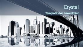  Presentation with new york - Theme enhanced with river side designing - bw new york siluette background and a ocean colored foreground