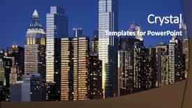  Presentation with pier at sunset - Presentation design having river side designing - manhattan at sunset background and a ocean colored foreground