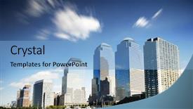  Presentation with new york - Slide set featuring river side designing - new york background and a light blue colored foreground