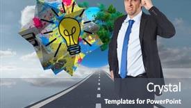  Presentation with thinking - Amazing PPT theme having river side designing - thinking businessman scratching head backdrop and a gray colored foreground