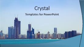  Presentation with abu dhabi - PPT theme having river side designing - view from the sea background and a light blue colored foreground