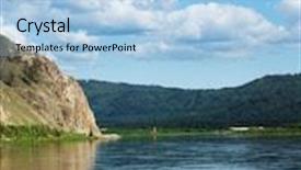  Presentation with ripple - PPT theme consisting of river surface with ripple and blue sky with clouds background and a light blue colored foreground