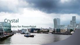  Presentation with london - Cool new PPT theme with river thames - panoramic view over london backdrop and a cool aqua colored foreground