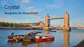  Presentation with tower - PPT layouts featuring river thames - tower bridge london uk background and a light blue colored foreground