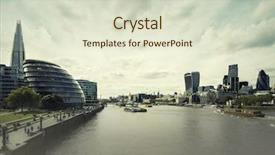  Presentation with london - Cool new slide set with river thames and london city backdrop and a soft green colored foreground