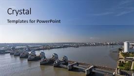  Presentation with river - PPT theme enhanced with river thames the barrier background and a  colored foreground