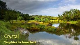  Presentation with beautiful mountains river lake sky nature - Theme having trees river - landscape of beautiful lake background and a  colored foreground