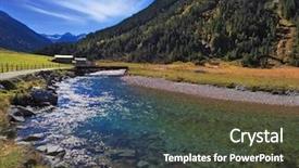  Presentation with crystal sparkle - Slide set having river vally - austrian alps starting famous krimml background and a tawny brown colored foreground
