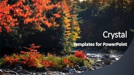  Presentation with stream - Presentation with river vally - water stream through autumn trees background and a wine colored foreground