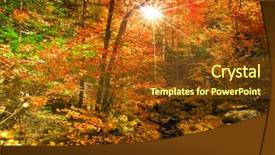  Presentation with stream - Theme with river vally - water stream through autumn trees background and a tawny brown colored foreground