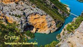  Presentation with river journey - Presentation theme featuring river verdon flows along the bottom of the canyon the water in the river is bright azure the fascinating journey through the mountain provence concept of active and ecological tourism background and a tawny brown colored foreground