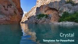  Presentation with current - Presentation design having river verdon on the average current between high walls of a canyon background and a ocean colored foreground