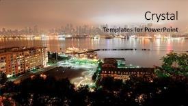  Presentation with new york city subway station - Amazing presentation design having river viewed from new jersey backdrop and a  colored foreground