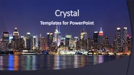  Presentation with new york city - Slide set featuring river viewed from new jersey background and a ocean colored foreground