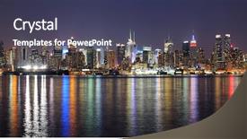  Presentation with new york night - Audience pleasing presentation theme consisting of river viewed from new jersey backdrop and a tawny brown colored foreground