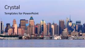  Presentation with new york city subway station - Slides enhanced with river viewed from new jersey background and a  colored foreground