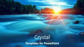  Presentation with water river - Cool new presentation theme with river water and sunset landscape backdrop and a ocean colored foreground