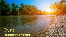  Presentation with water river - Slides featuring river water and sunset landscape background and a tawny brown colored foreground