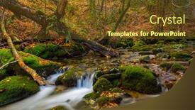  Presentation with waterfall - Presentation theme featuring river-waterfall-in-the-portuguese background and a tawny brown colored foreground
