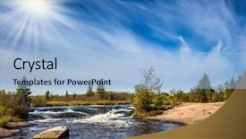  Presentation with drain - Presentation design enhanced with river weak northern autumn sun background and a light blue colored foreground