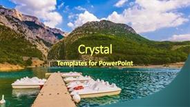  Presentation with boat tourism - Audience pleasing PPT theme consisting of river white catamarans and geese backdrop and a tawny brown colored foreground