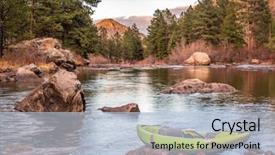  Presentation with kayak - Slide deck featuring river with an inflatable whitewater background and a lemonade colored foreground