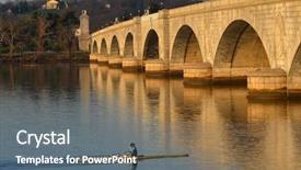 Presentation with boat river - Colorful presentation theme enhanced with river with arlington memorial bridge backdrop and a gray colored foreground
