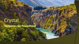  Presentation with water river - Beautiful PPT theme featuring river-with-bright-water-incredible backdrop and a tawny brown colored foreground