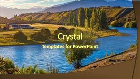  Presentation with cold water - PPT theme enhanced with river with cold blue water background and a  colored foreground