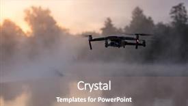  Presentation with uav camera - Audience pleasing theme consisting of river with fog on background backdrop and a gray colored foreground