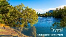  Presentation with river flow - Theme having river-with-rapid-flow-feeding background and a ocean colored foreground