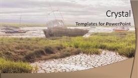  Presentation with misty - Audience pleasing slides consisting of grass estuary - derelict fishing boat wrecks lying backdrop and a light gray colored foreground