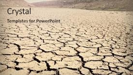  Presentation with drought - PPT theme having riverbed without water for drought background and a soft green colored foreground