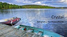  Presentation with rivers - Slides with docked on lake of two background and a light blue colored foreground