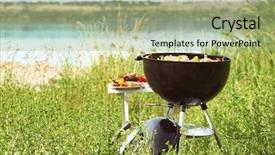  Presentation with dairy produce meat vegetables - Theme consisting of grill with meat and vegetable background and a  colored foreground