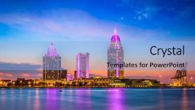  Presentation with alabama - Audience pleasing PPT theme consisting of mobile alabama usa downtown skyline backdrop and a light blue colored foreground