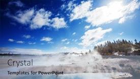  Presentation with yellowstone - Presentation design consisting of riverside-geyser-in-yellowstone background and a light blue colored foreground