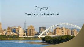  Presentation with taipei - PPT theme consisting of riverside-in-taipei-city background and a sky blue colored foreground