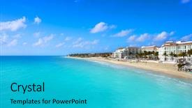  Presentation with mexico cancun - Amazing slides having mexican village - playa del carmen beach backdrop and a teal colored foreground