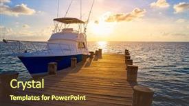 Presentation with maya - Amazing PPT theme having riviera maya sunrise fishing boat backdrop and a tawny brown colored foreground